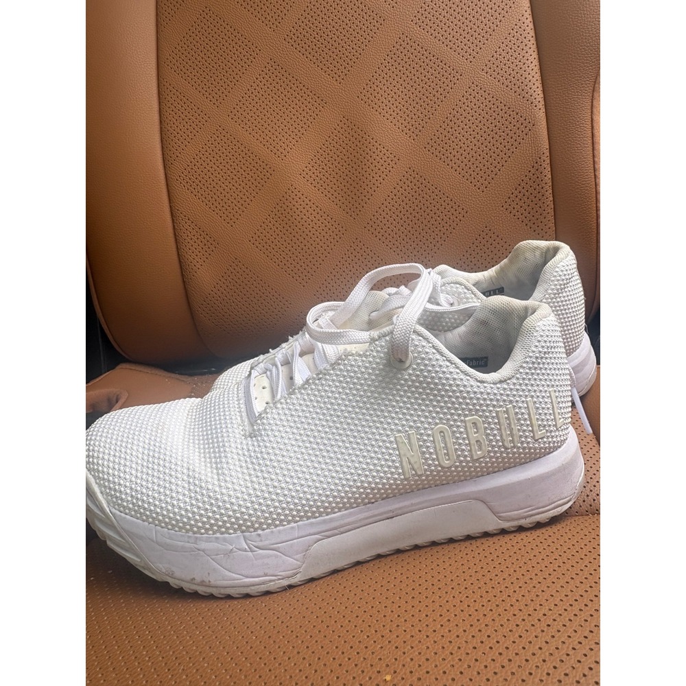 NOBULL SuperFabric White Trainer Shoes Womens 7 Mens 5.5 Low Top Cross Training
